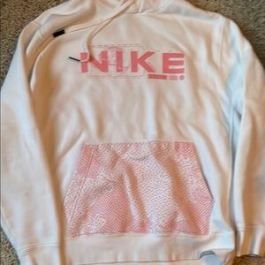 Nike White and Pink Hoodie
